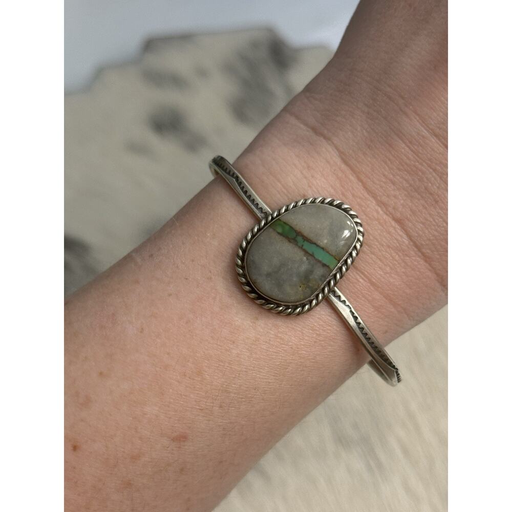 Sterling Silver Royston Ribbon Turquoise Native Donovan Skeet Cuff Bracelet 925
